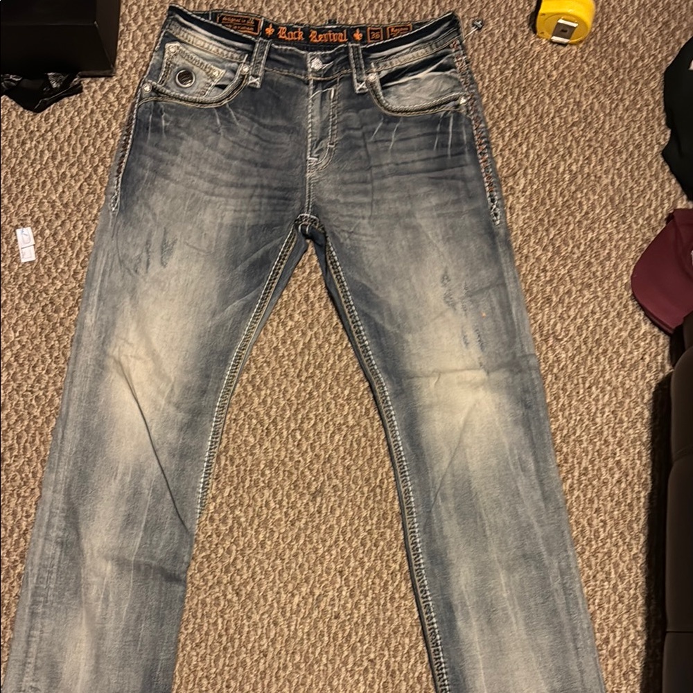Rock Revival Jeans Raymon Straight Size: 36W/32L/17 1/2 Inseem